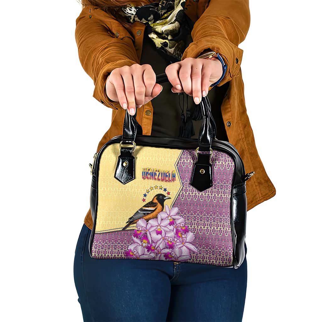 Venezuela Shoulder Handbag with National Bird Orchid Flower Coat of Arms Spirit TS04