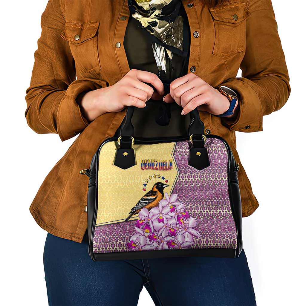 Venezuela Shoulder Handbag with National Bird Orchid Flower Coat of Arms Spirit TS04