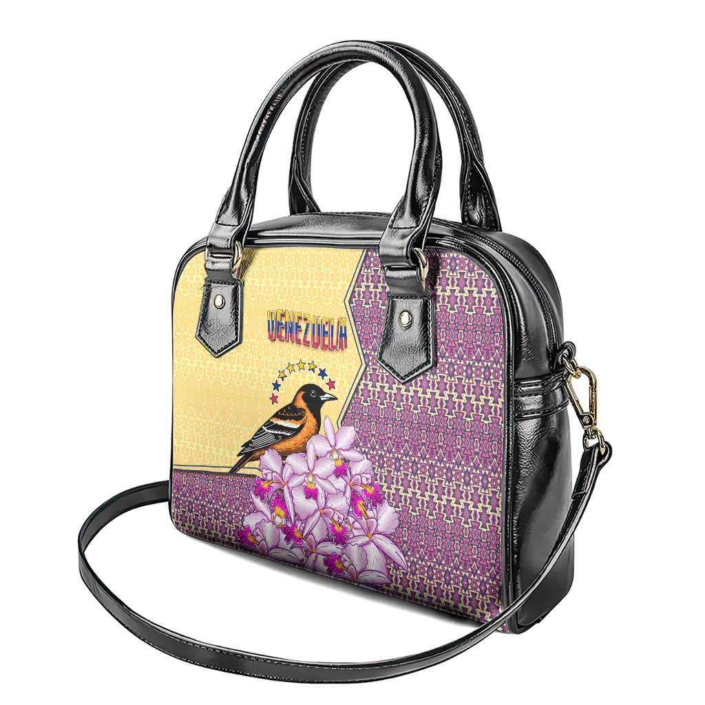 Venezuela Shoulder Handbag with National Bird Orchid Flower Coat of Arms Spirit TS04