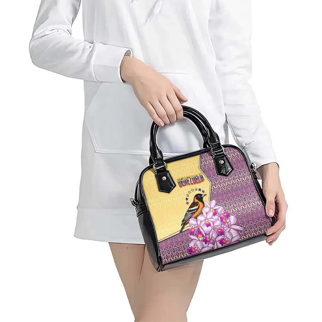 Venezuela Shoulder Handbag with National Bird Orchid Flower Coat of Arms Spirit TS04