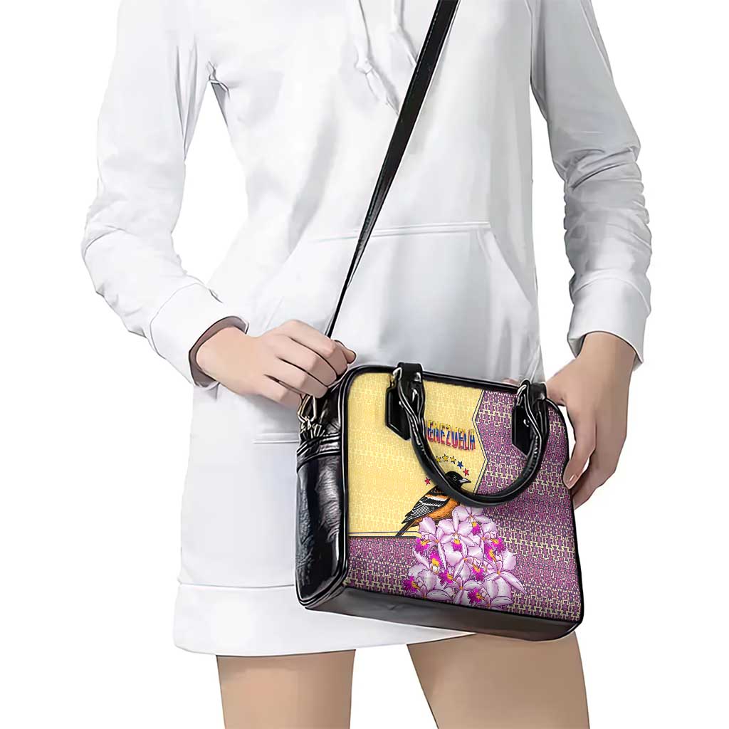Venezuela Shoulder Handbag with National Bird Orchid Flower Coat of Arms Spirit TS04