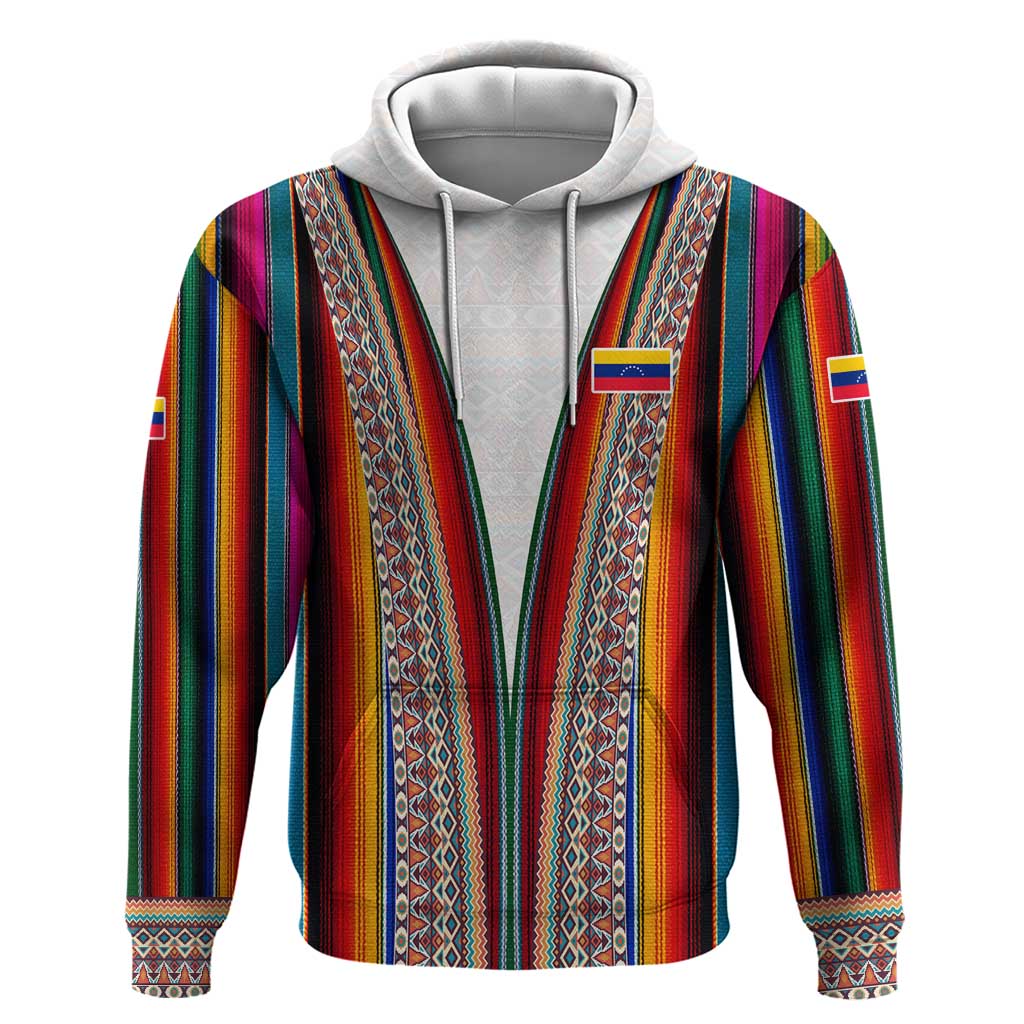 Venezuela Hoodie with Andean Multicolor Woven Textile Stripe Spirit TS04