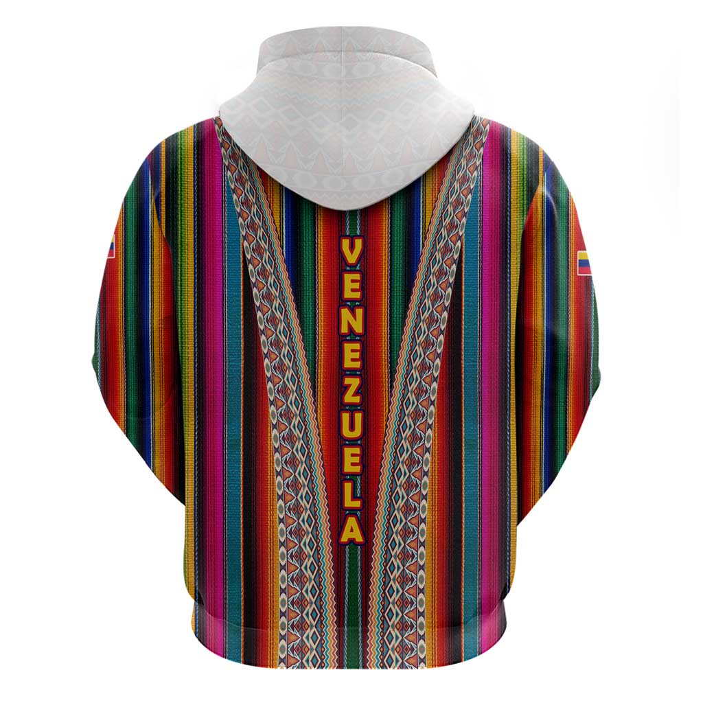 Venezuela Hoodie with Andean Multicolor Woven Textile Stripe Spirit TS04