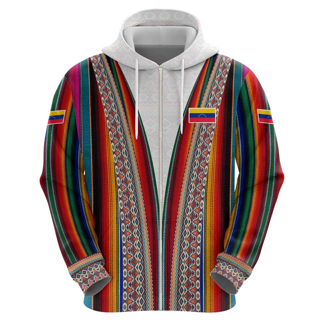 Venezuela Hoodie with Andean Multicolor Woven Textile Stripe Spirit TS04