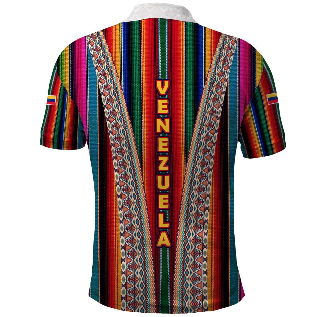 Venezuela Polo Shirt with Andean Multicolor Woven Textile Stripe Spirit TS04