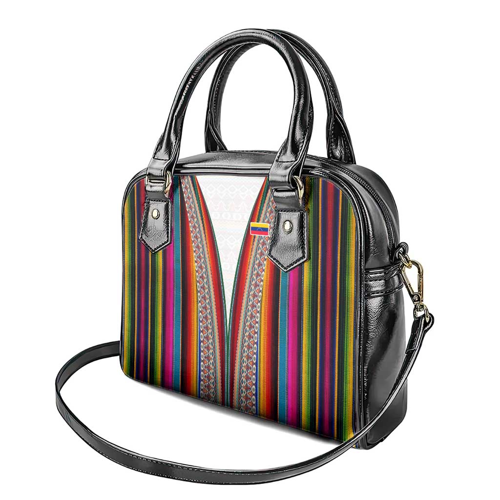 Venezuela Shoulder Handbag with Andean Multicolor Woven Textile Stripe Spirit TS04