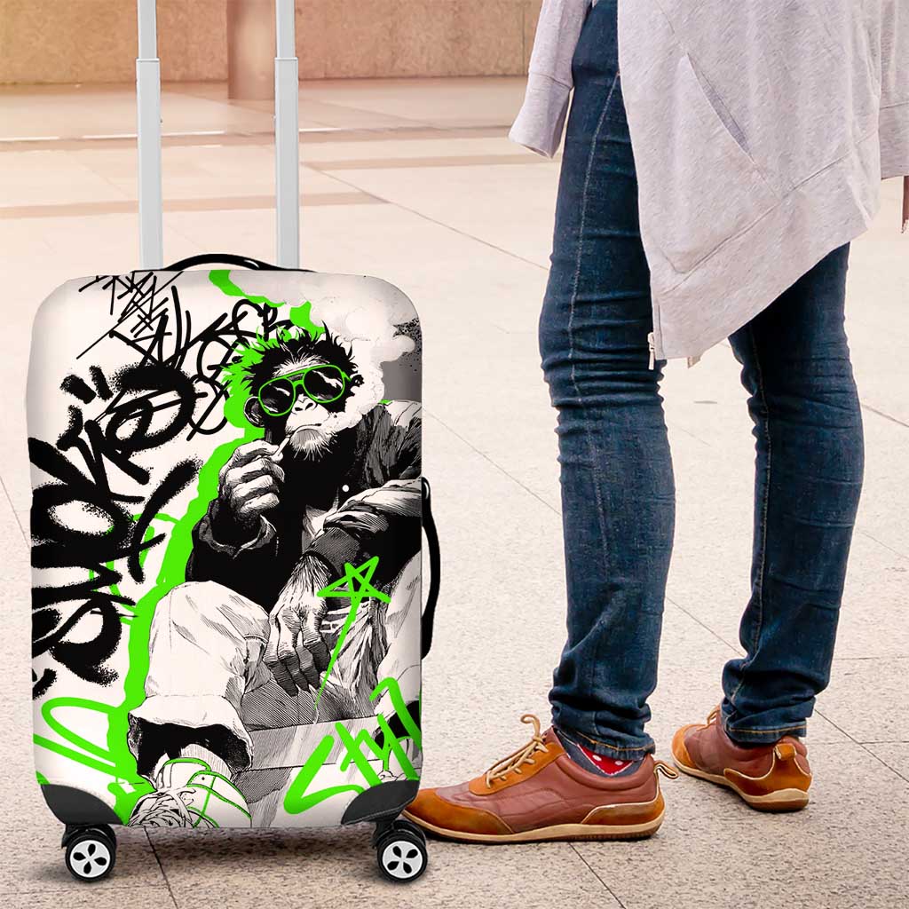 Street Style Graffiti Luggage Cover with Smoking Monkey and Neon Green TS04
