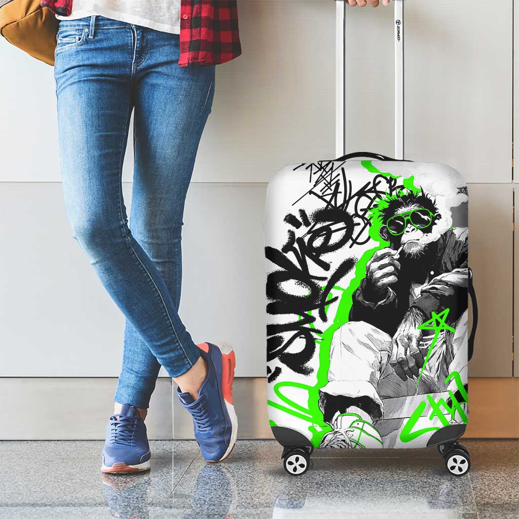 Street Style Graffiti Luggage Cover with Smoking Monkey and Neon Green TS04
