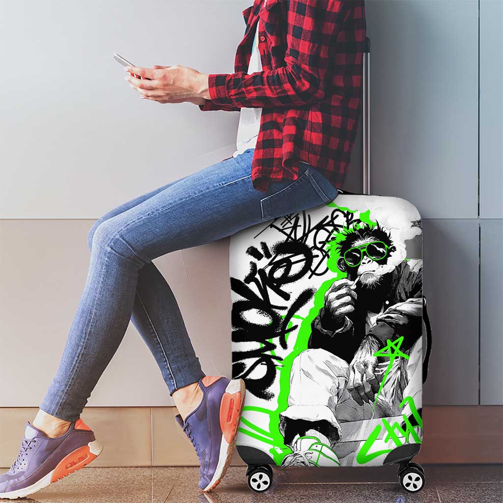 Street Style Graffiti Luggage Cover with Smoking Monkey and Neon Green TS04