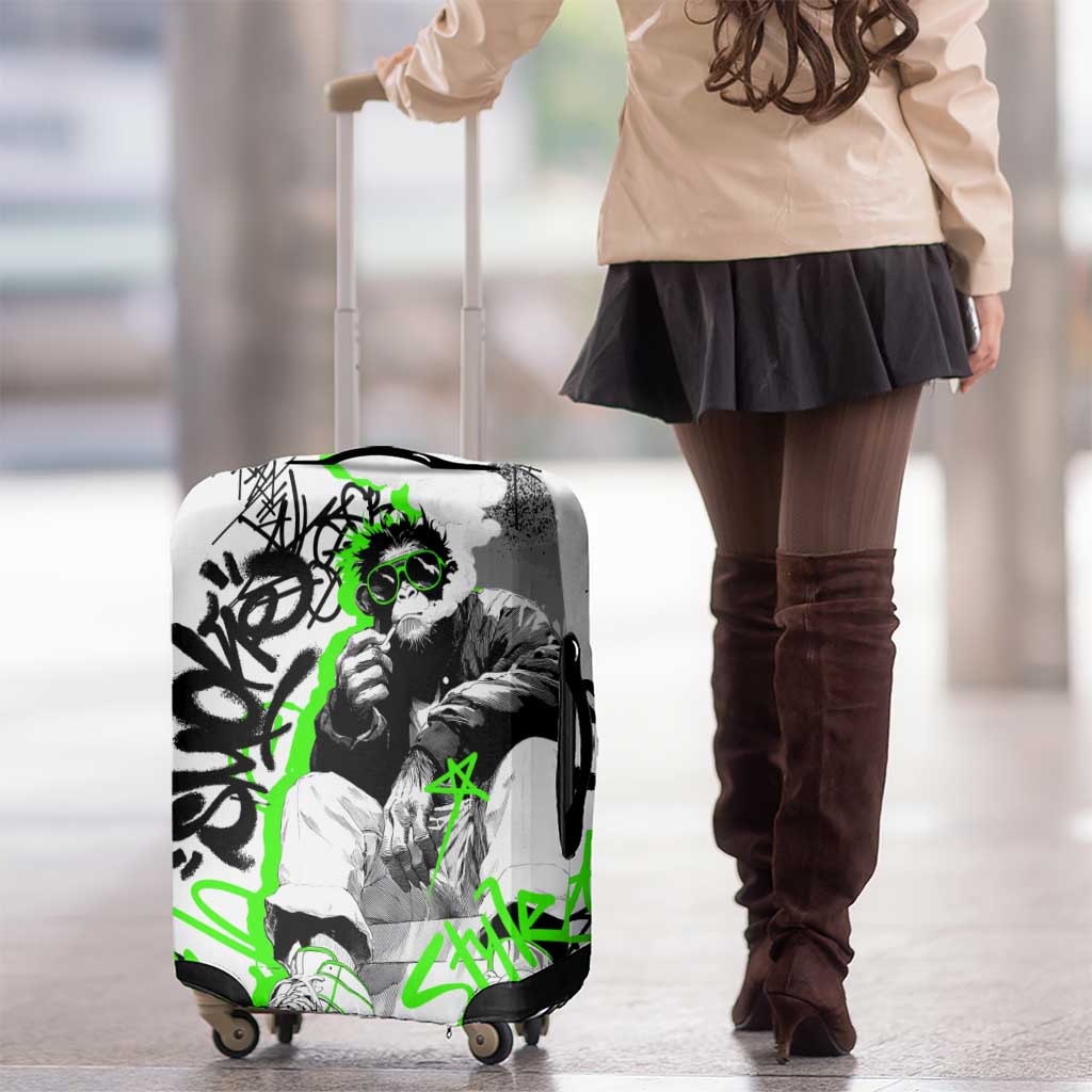Street Style Graffiti Luggage Cover with Smoking Monkey and Neon Green TS04