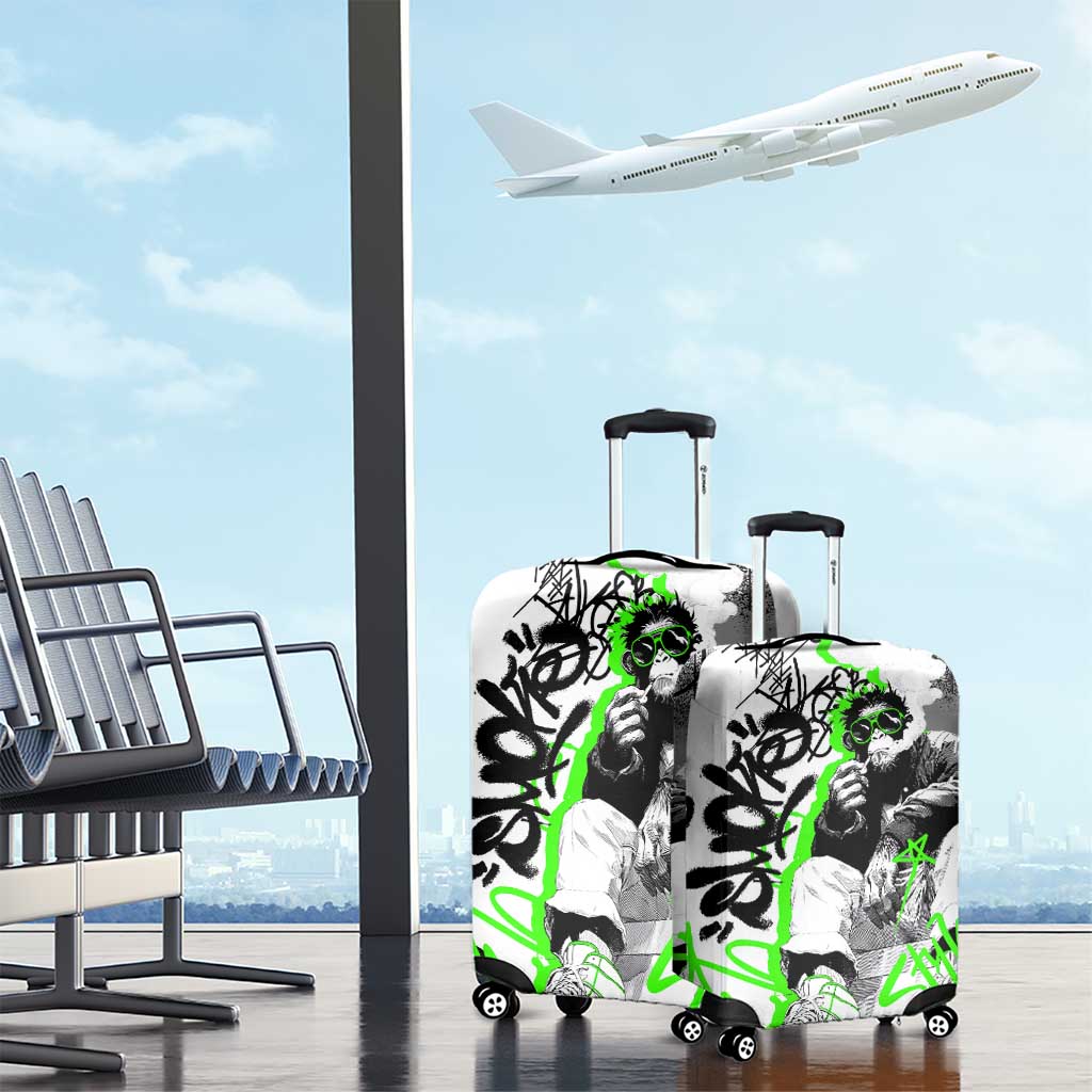 Street Style Graffiti Luggage Cover with Smoking Monkey and Neon Green TS04
