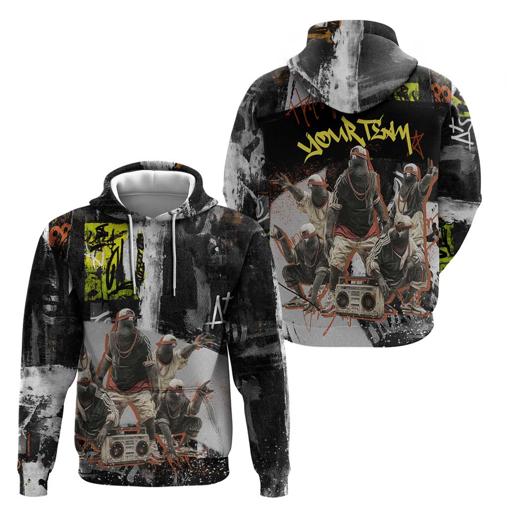 Boombox Breakdancer Hoodie with Grafiti Art and Grunge Street Hip Hop Style TS04