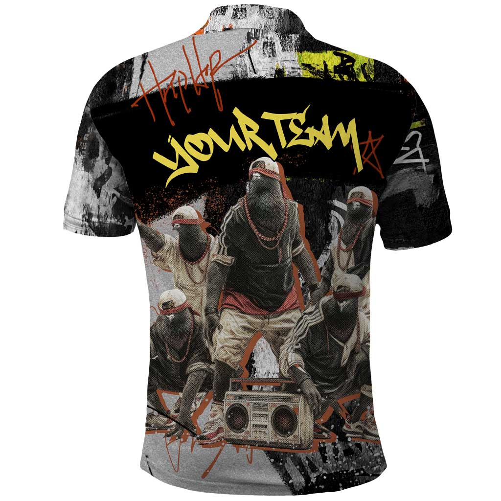 Boombox Breakdancer Polo Shirt with Grafiti Art and Grunge Street Hip Hop Style TS04