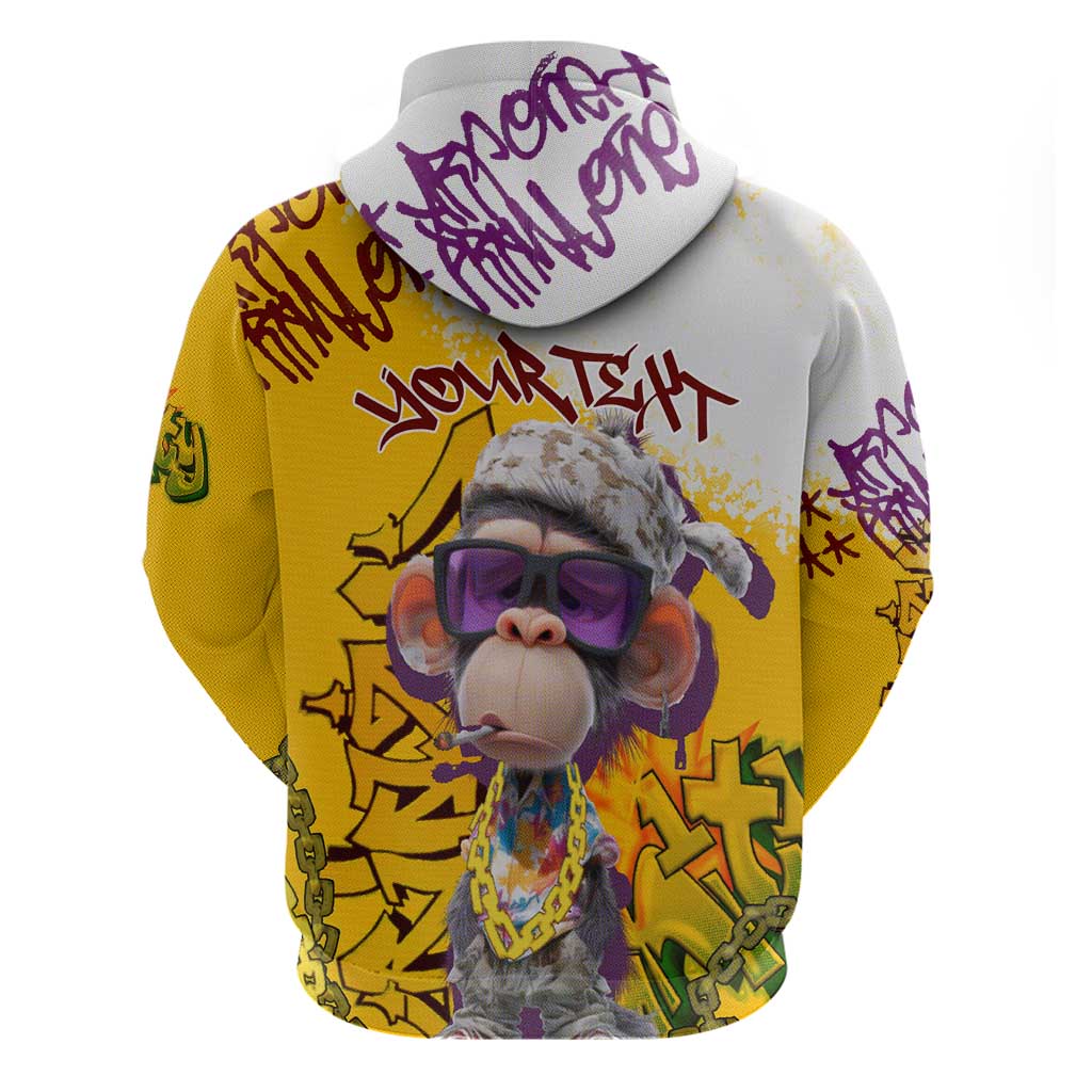 Graffiti Monkey Hoodie with Hip Hop Sunglasses and Gold Chain Design TS04