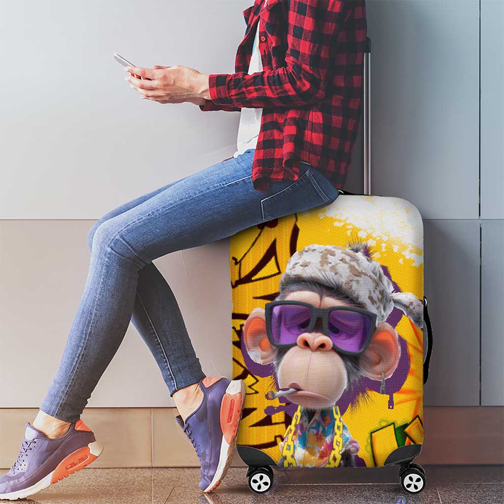 Graffiti Monkey Luggage Cover with Hip Hop Sunglasses and Gold Chain Design TS04