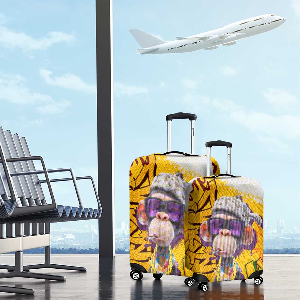 Graffiti Monkey Luggage Cover with Hip Hop Sunglasses and Gold Chain Design TS04