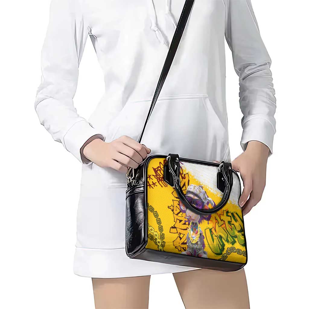Graffiti Monkey Shoulder Handbag with Hip Hop Sunglasses and Gold Chain Design TS04