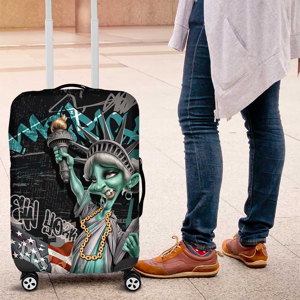 Street Art Liberty Luggage Cover with Graffiti Print and Cartoon Statue of Liberty TS04
