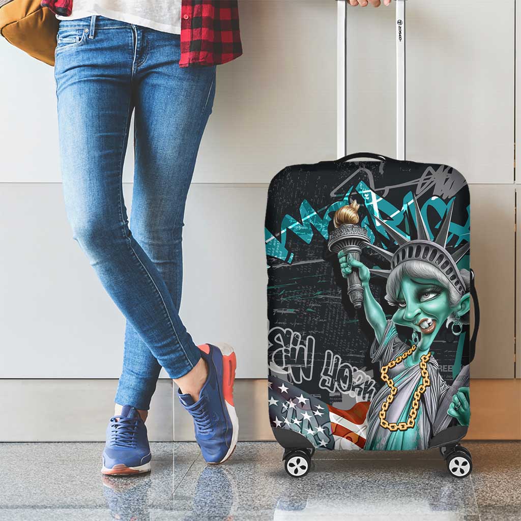 Street Art Liberty Luggage Cover with Graffiti Print and Cartoon Statue of Liberty TS04