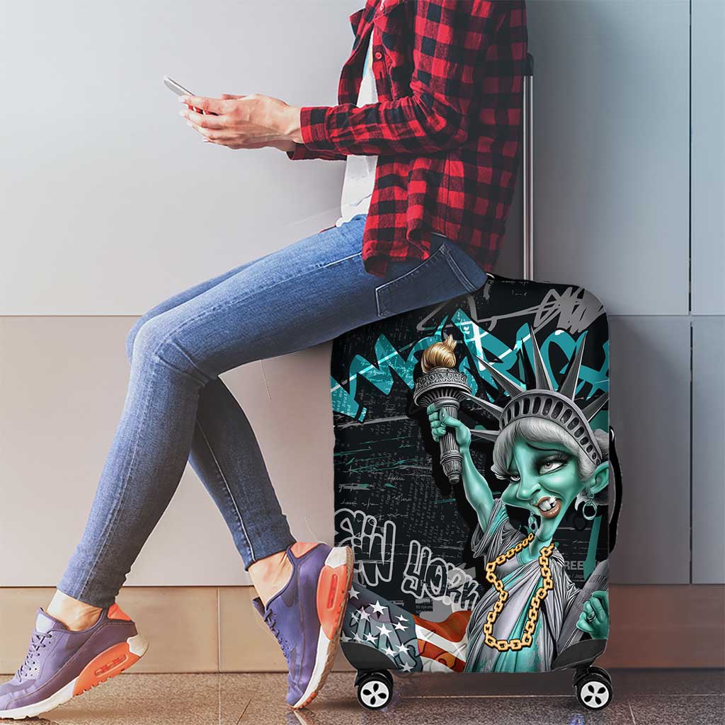 Street Art Liberty Luggage Cover with Graffiti Print and Cartoon Statue of Liberty TS04