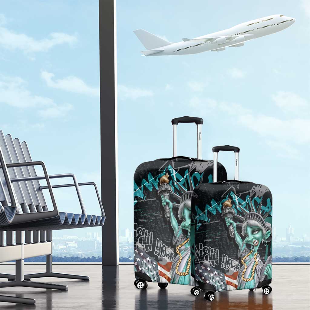 Street Art Liberty Luggage Cover with Graffiti Print and Cartoon Statue of Liberty TS04