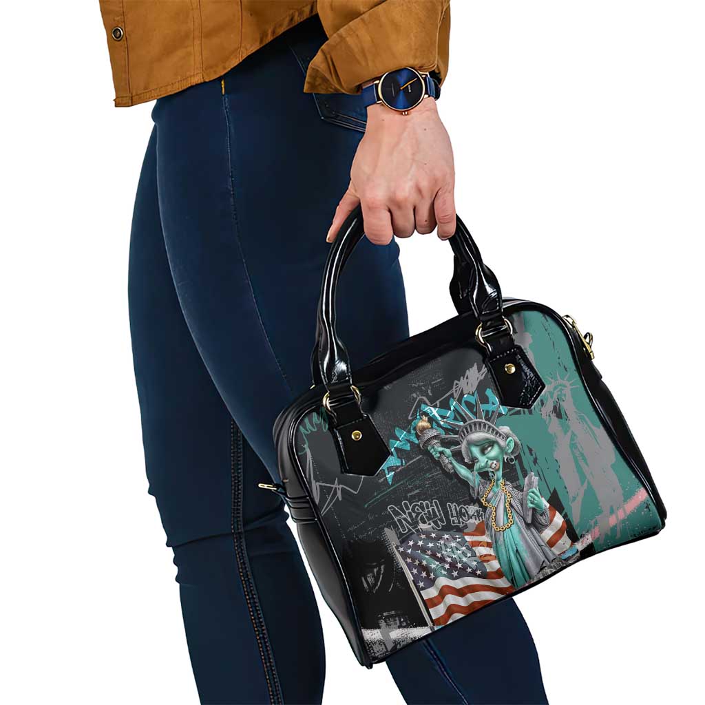 Street Art Liberty Shoulder Handbag with Graffiti Print and Cartoon Statue of Liberty TS04