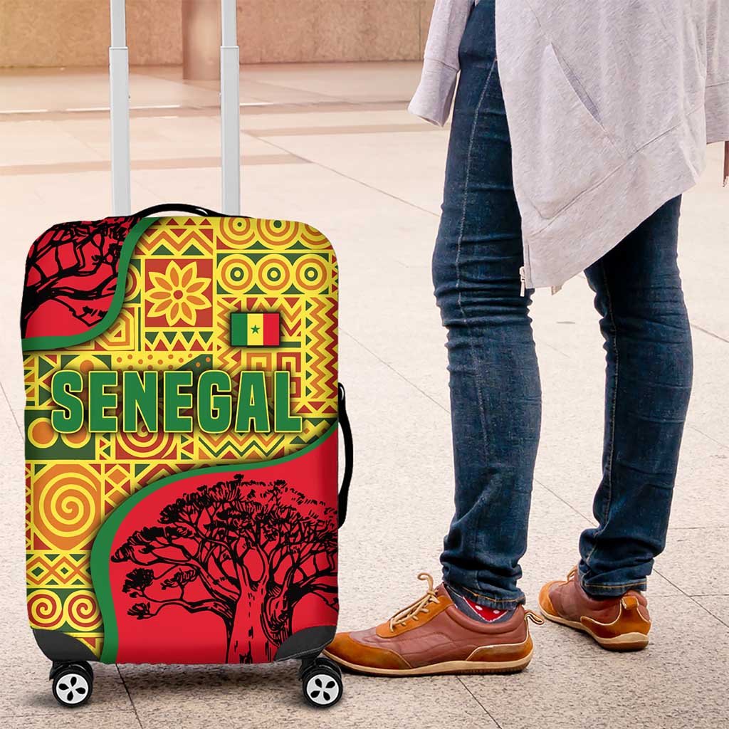 Senegal Luggage Cover with Baobab Tree and African Tribal Pattern Design TS04