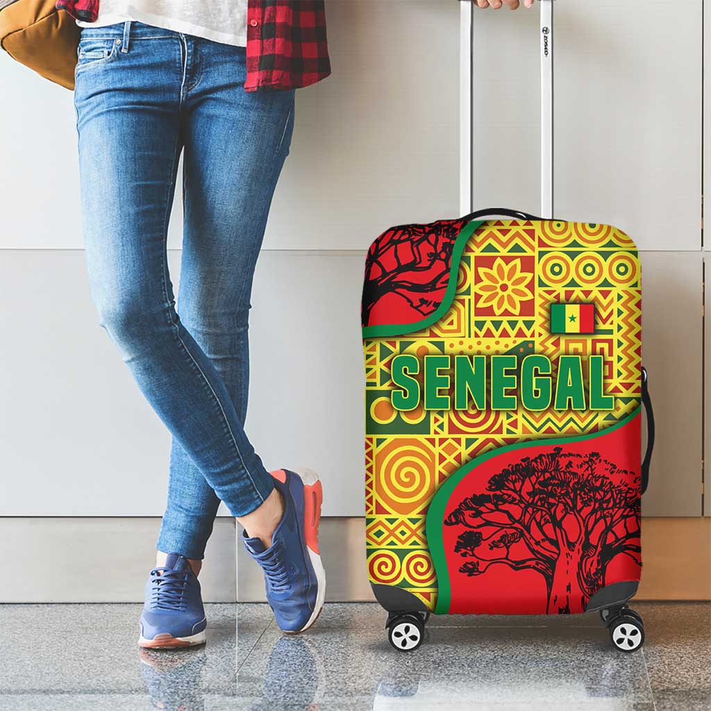 Senegal Luggage Cover with Baobab Tree and African Tribal Pattern Design TS04