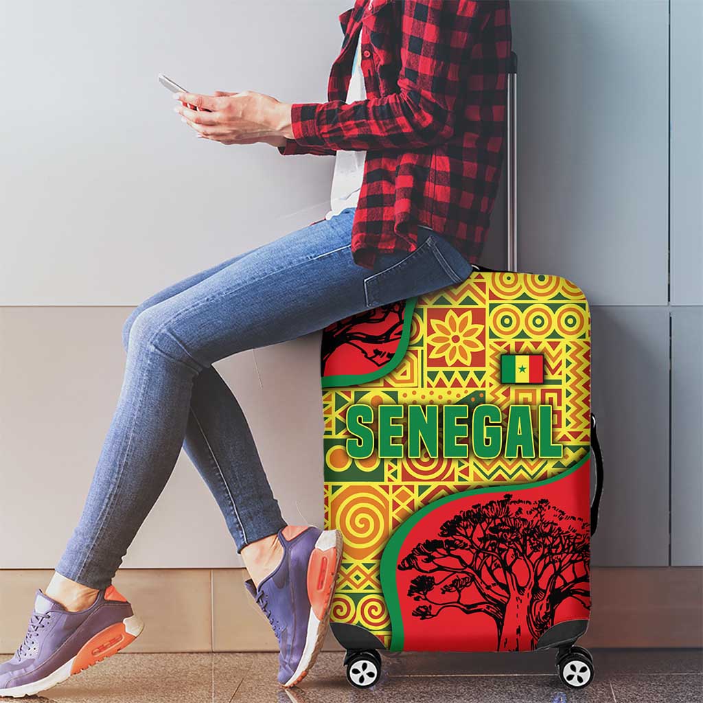 Senegal Luggage Cover with Baobab Tree and African Tribal Pattern Design TS04