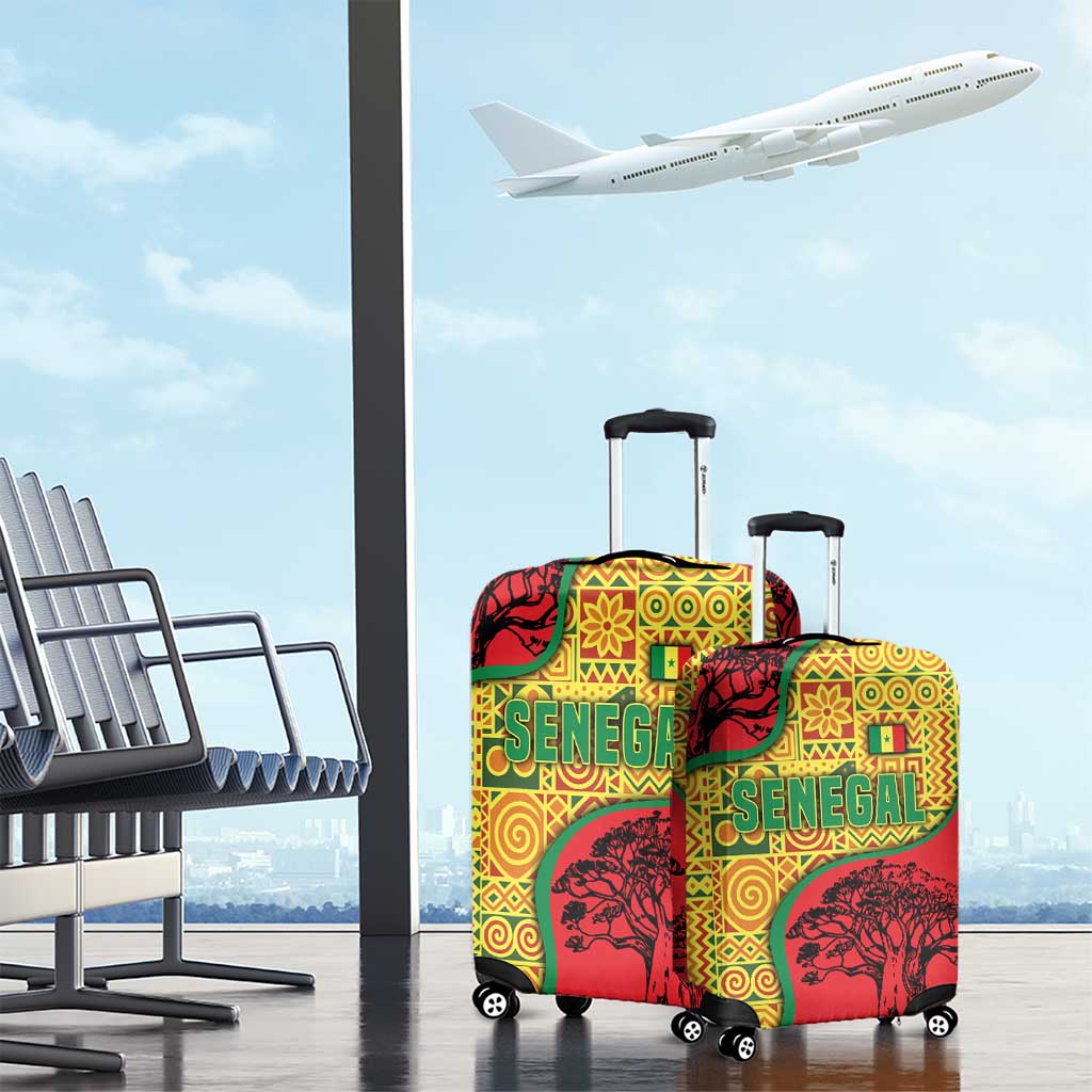 Senegal Luggage Cover with Baobab Tree and African Tribal Pattern Design TS04