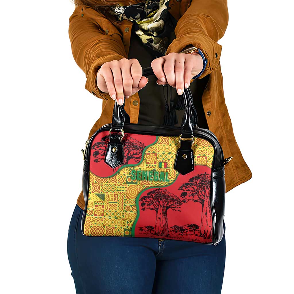 Senegal Shoulder Handbag with Baobab Tree and African Tribal Pattern Design TS04