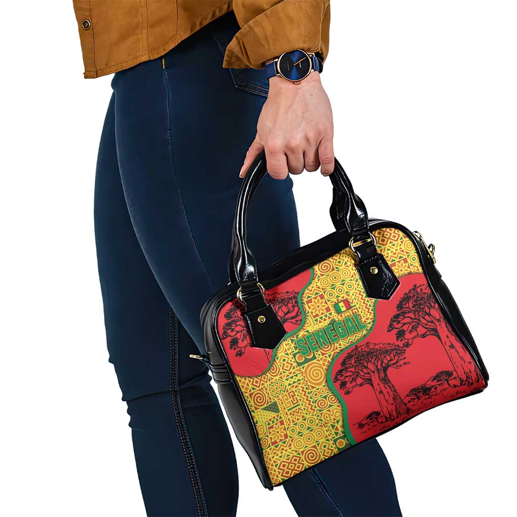 Senegal Shoulder Handbag with Baobab Tree and African Tribal Pattern Design TS04