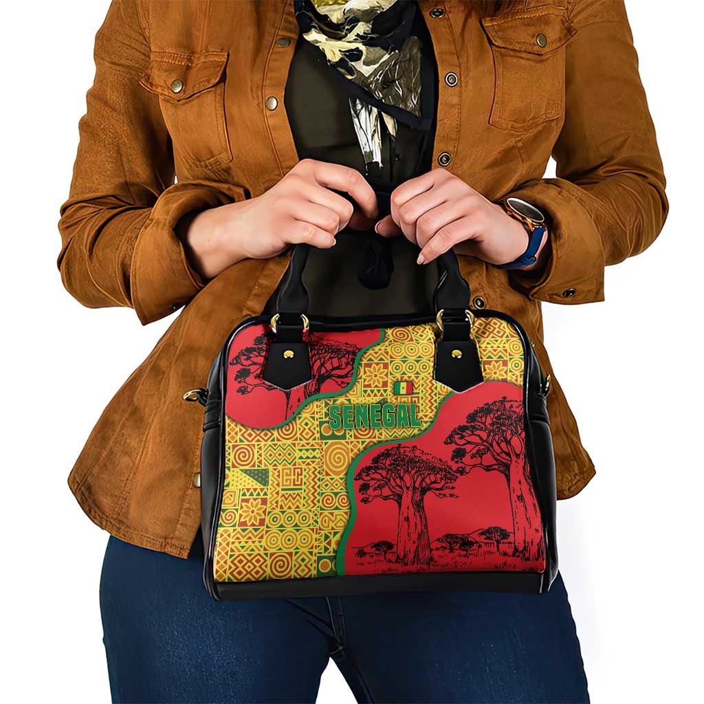 Senegal Shoulder Handbag with Baobab Tree and African Tribal Pattern Design TS04