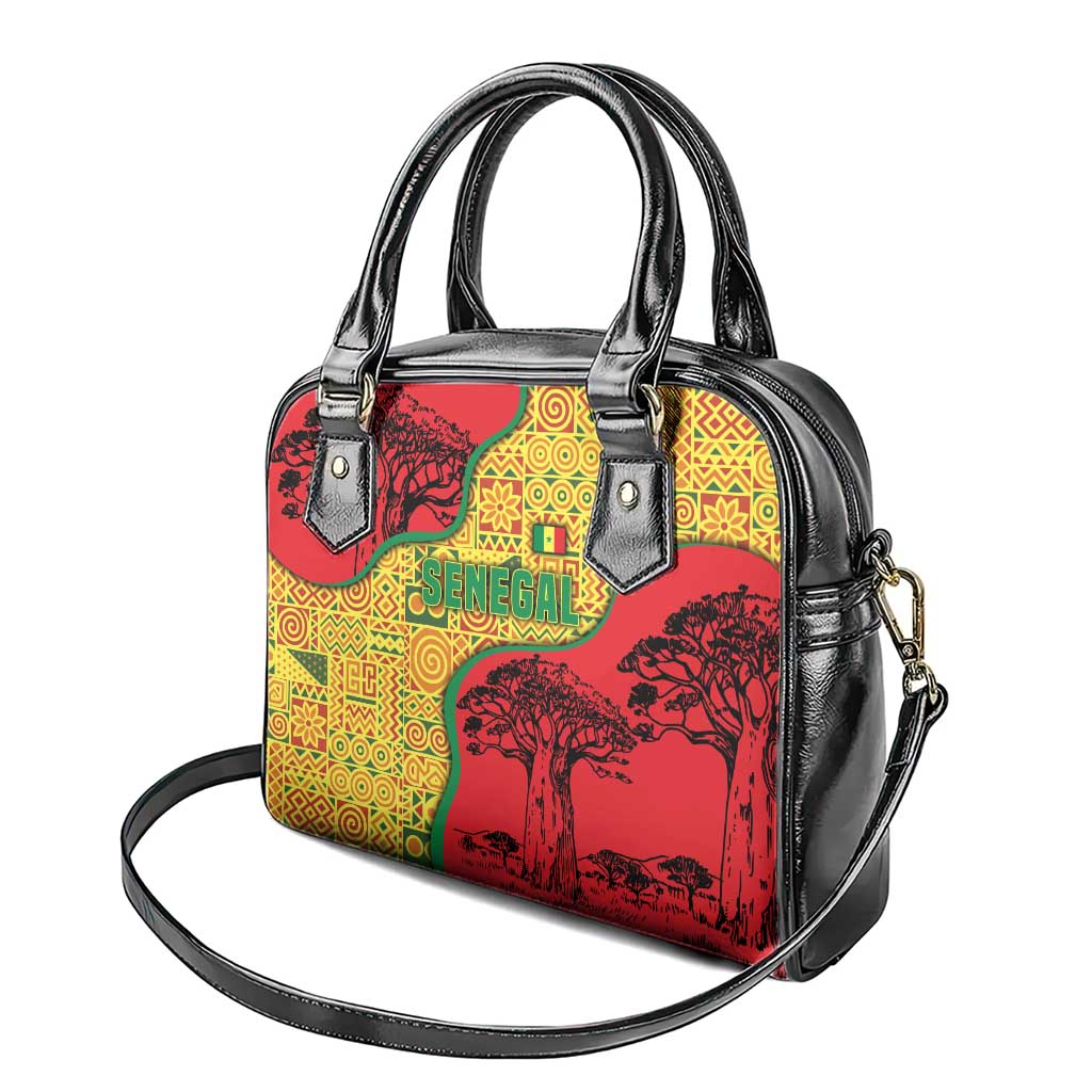 Senegal Shoulder Handbag with Baobab Tree and African Tribal Pattern Design TS04