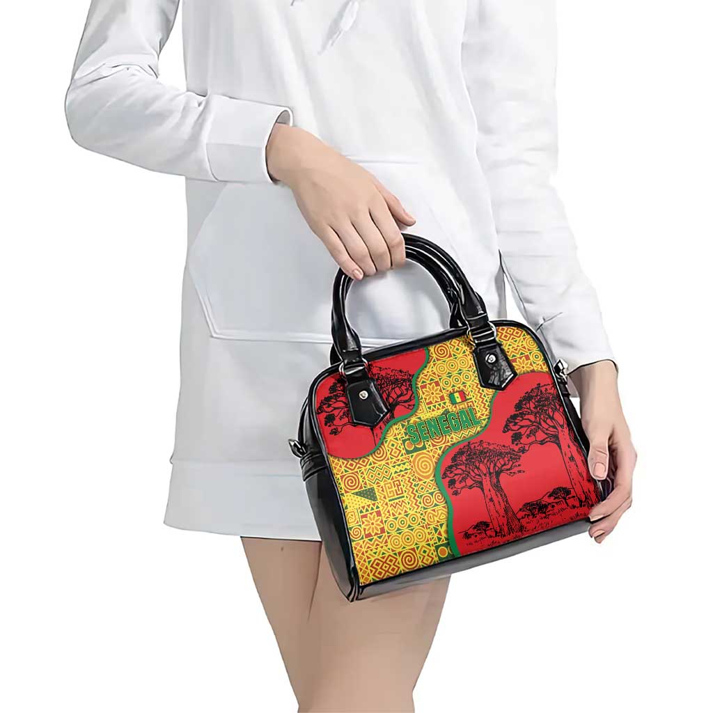Senegal Shoulder Handbag with Baobab Tree and African Tribal Pattern Design TS04