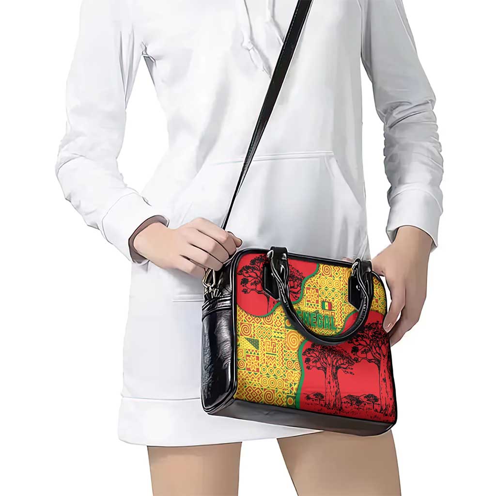 Senegal Shoulder Handbag with Baobab Tree and African Tribal Pattern Design TS04