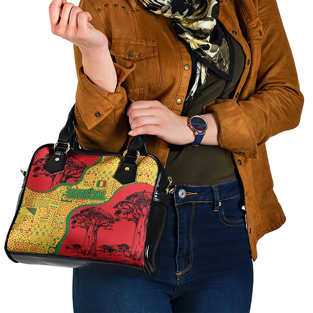 Senegal Shoulder Handbag with Baobab Tree and African Tribal Pattern Design TS04