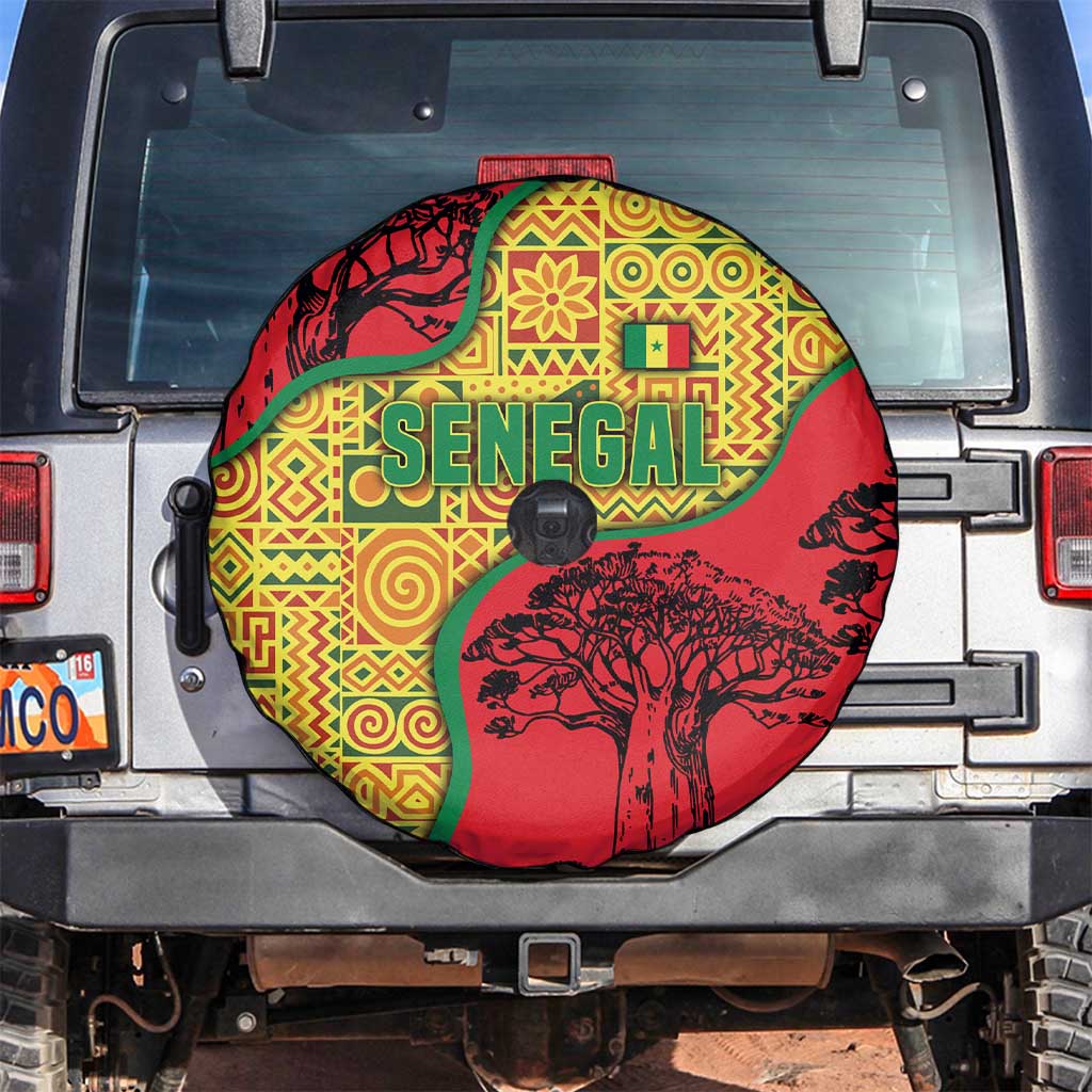 Senegal Spare Tire Cover with Baobab Tree and African Tribal Pattern Design TS04