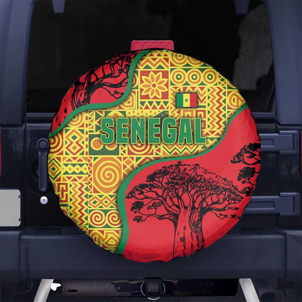 Senegal Spare Tire Cover with Baobab Tree and African Tribal Pattern Design TS04