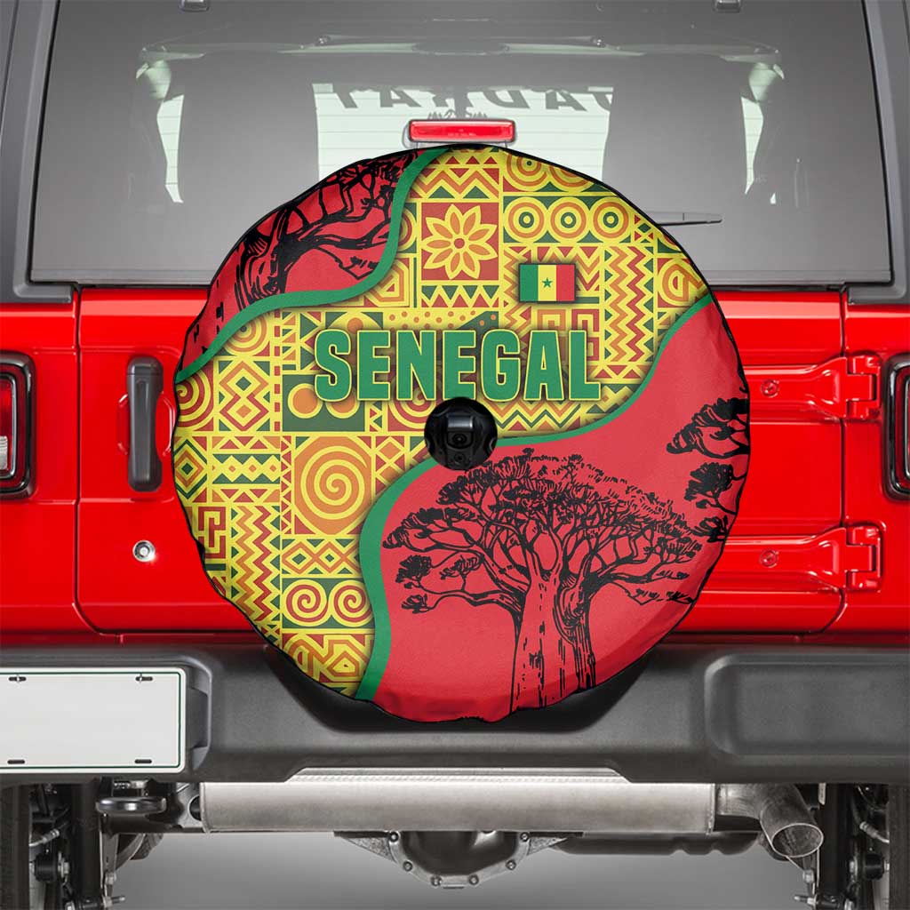 Senegal Spare Tire Cover with Baobab Tree and African Tribal Pattern Design TS04