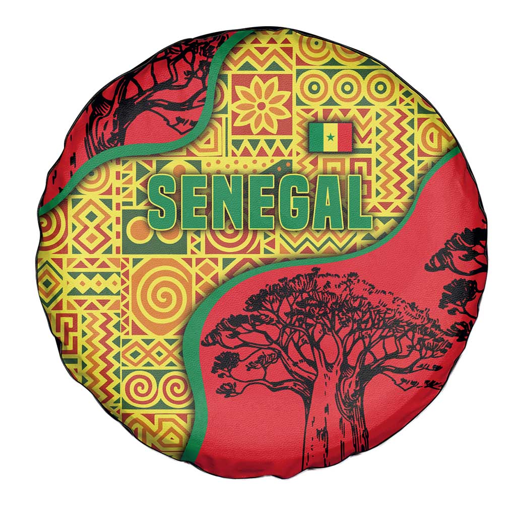 Senegal Spare Tire Cover with Baobab Tree and African Tribal Pattern Design TS04