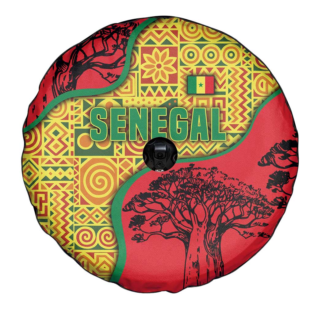 Senegal Spare Tire Cover with Baobab Tree and African Tribal Pattern Design TS04