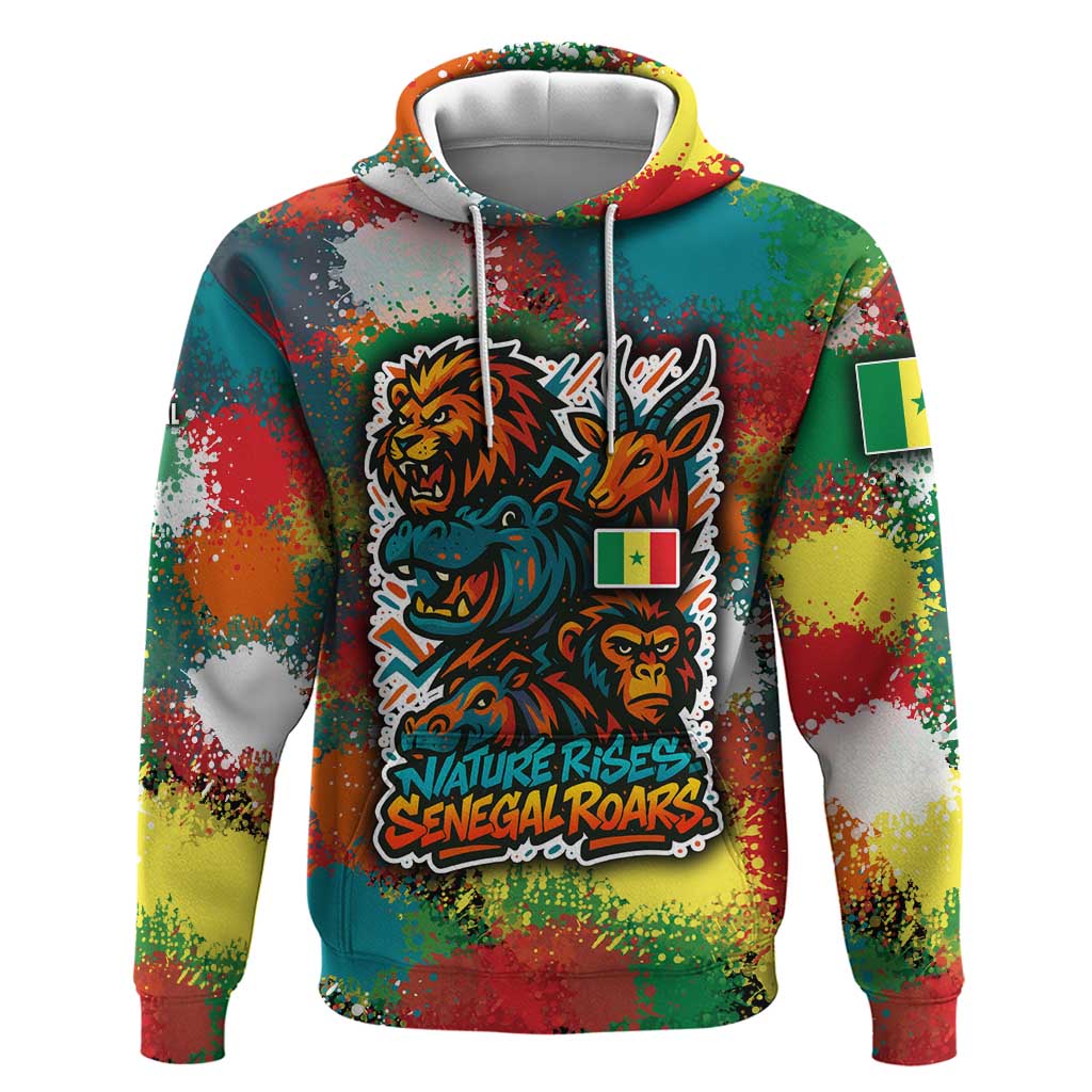 Senegal Hoodie with Colorful Wildlife Graffiti and Nature Rises Roars Design TS04