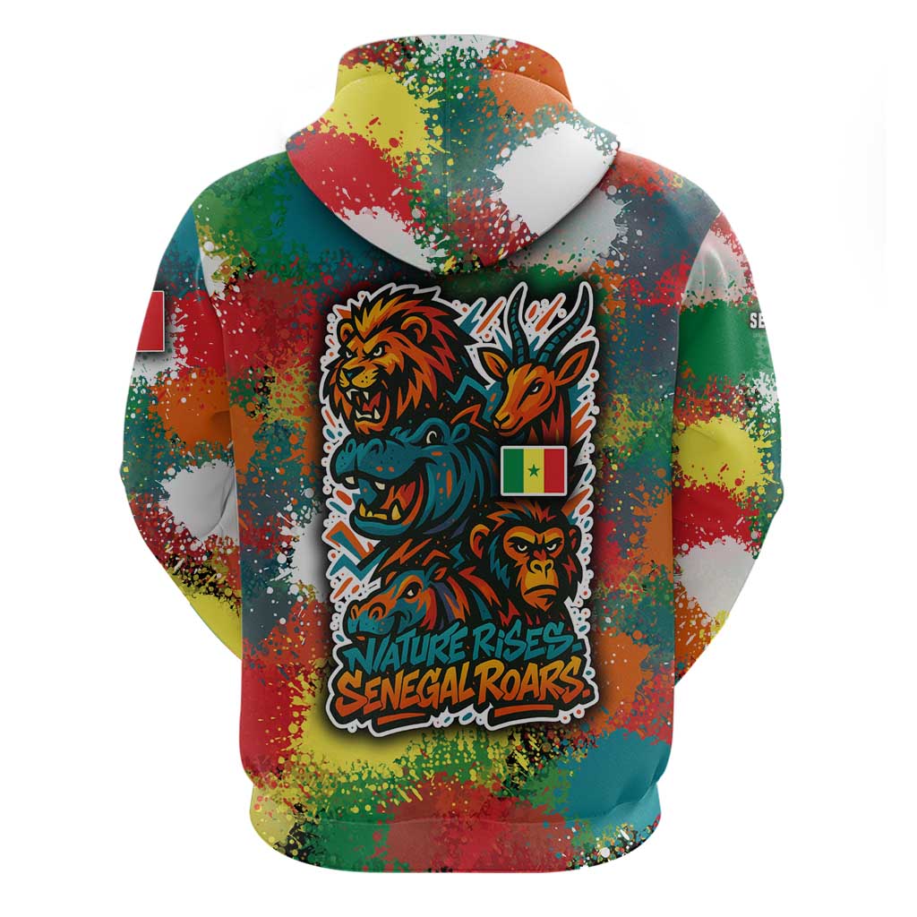 Senegal Hoodie with Colorful Wildlife Graffiti and Nature Rises Roars Design TS04