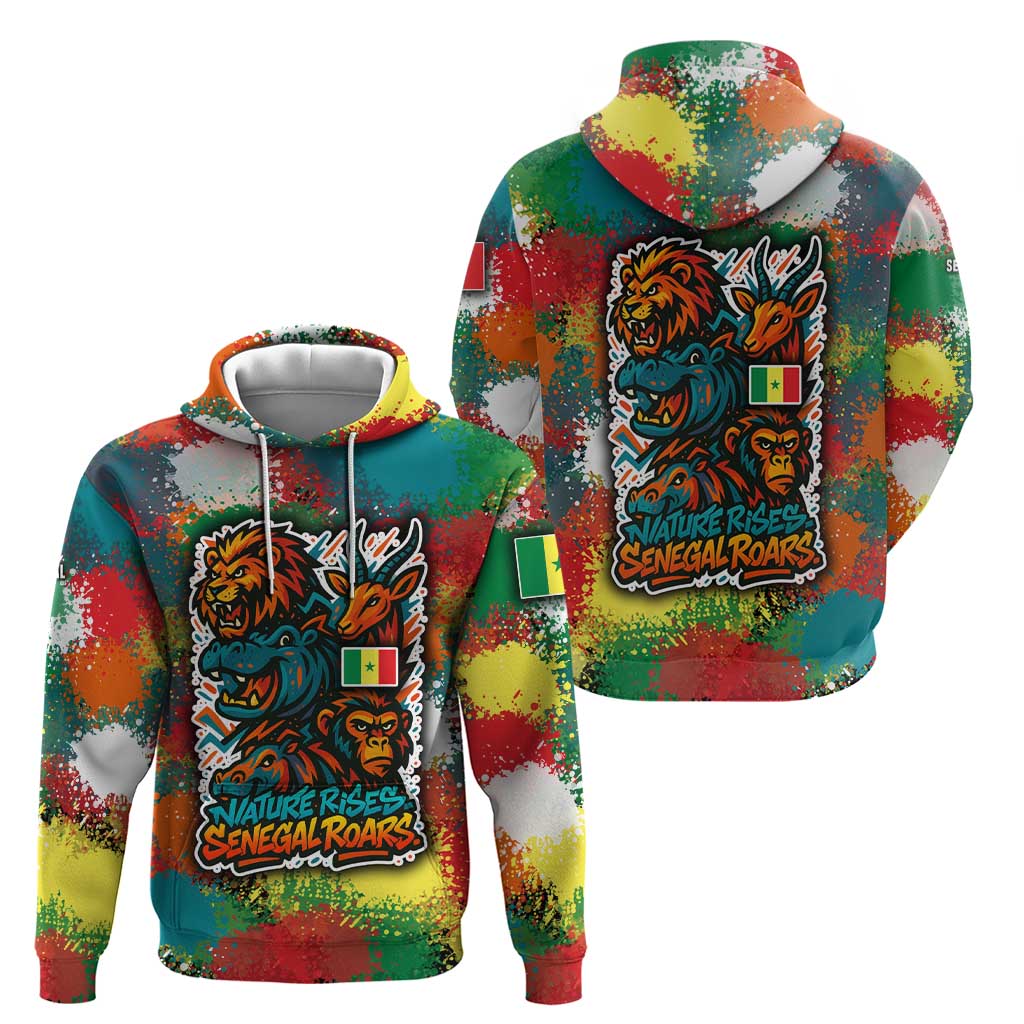 Senegal Hoodie with Colorful Wildlife Graffiti and Nature Rises Roars Design TS04