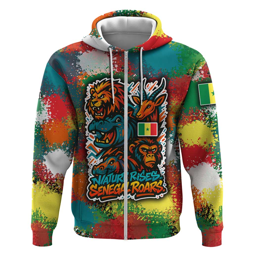 Senegal Hoodie with Colorful Wildlife Graffiti and Nature Rises Roars Design TS04