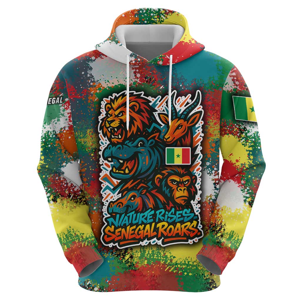 Senegal Hoodie with Colorful Wildlife Graffiti and Nature Rises Roars Design TS04