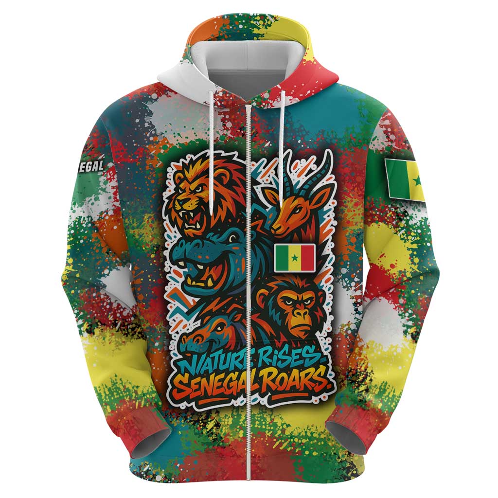 Senegal Hoodie with Colorful Wildlife Graffiti and Nature Rises Roars Design TS04