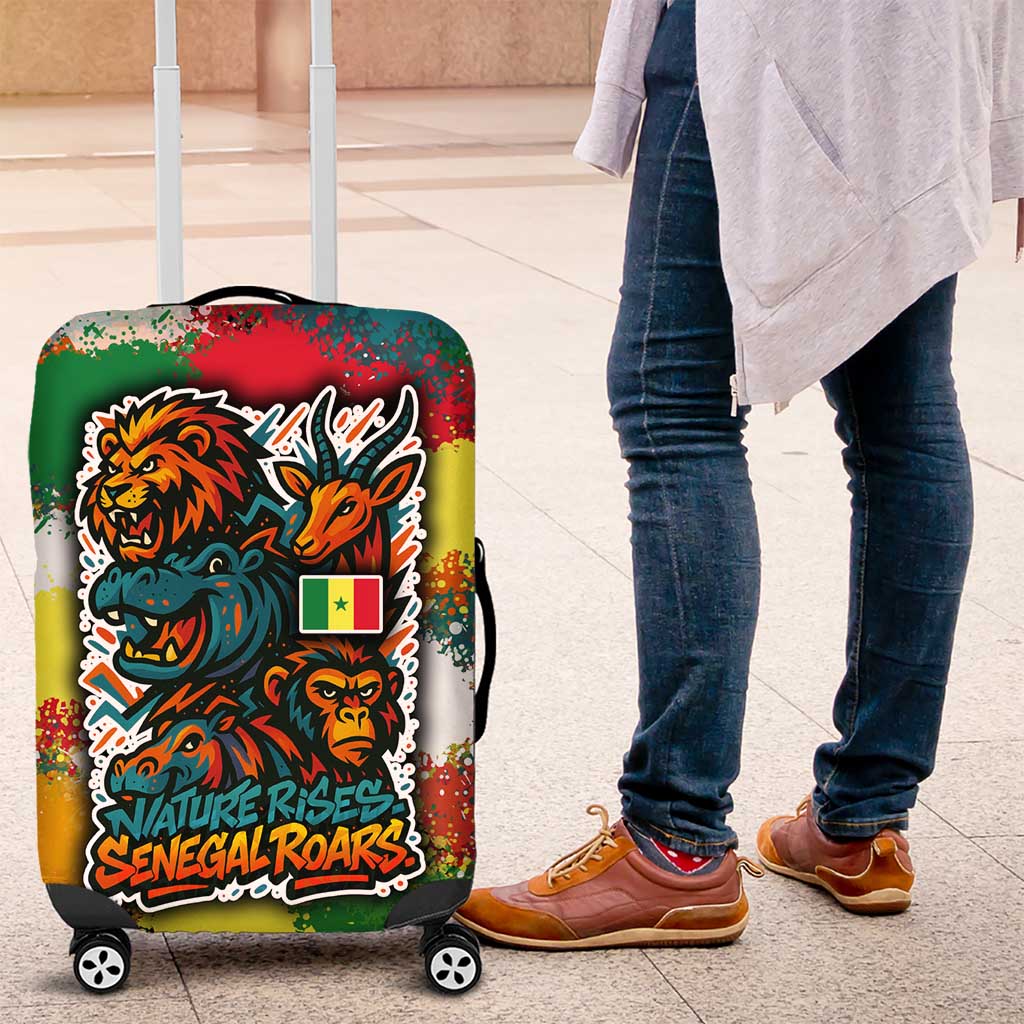 Senegal Luggage Cover with Colorful Wildlife Graffiti and Nature Rises Roars Design TS04