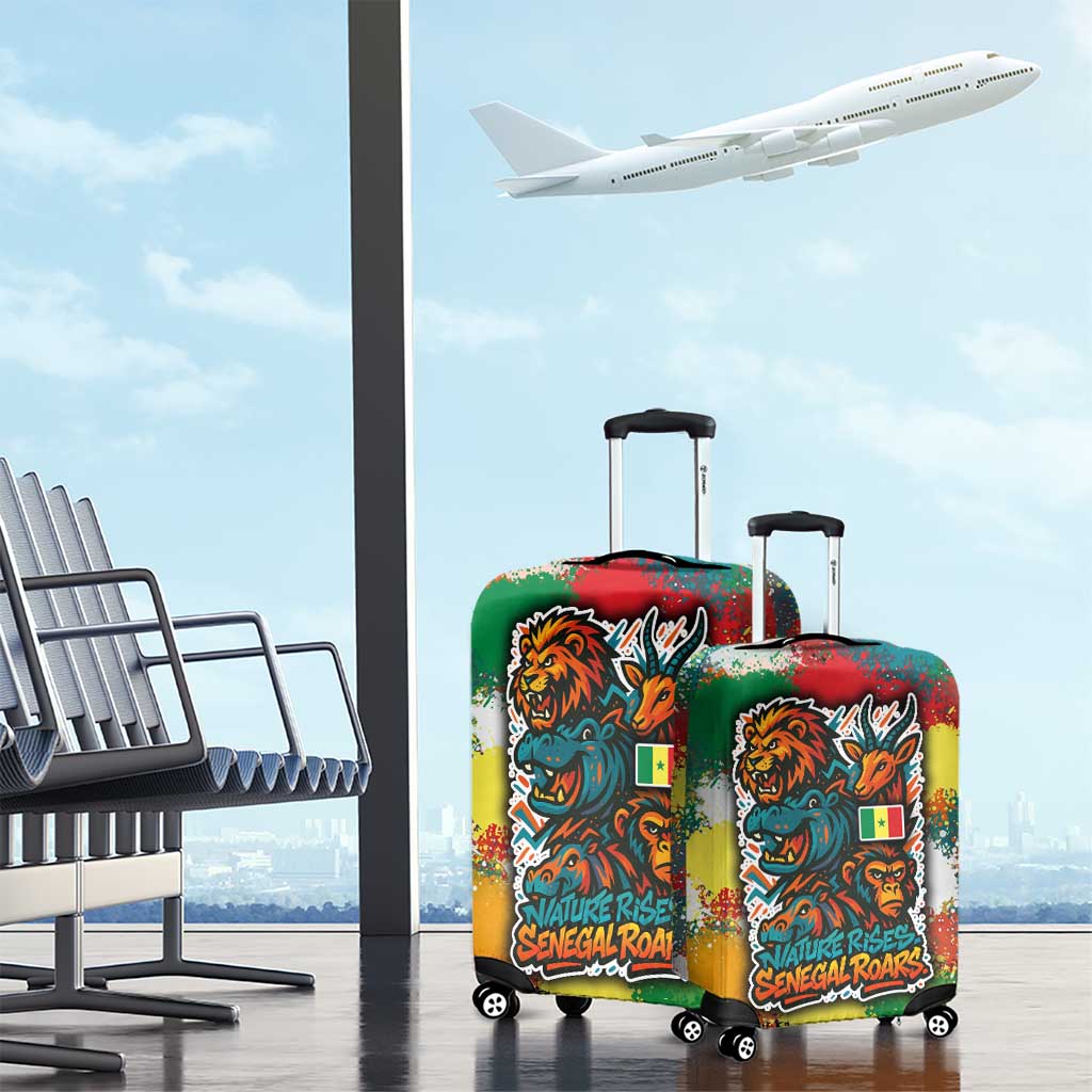 Senegal Luggage Cover with Colorful Wildlife Graffiti and Nature Rises Roars Design TS04